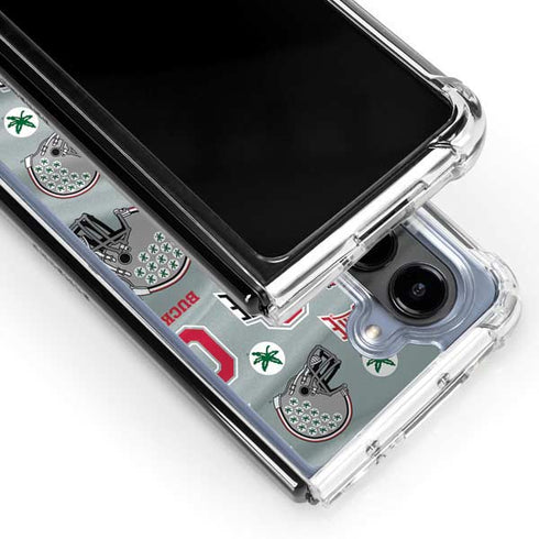 Ohio State University Pattern Galaxy Z Fold5 5G Clear Case